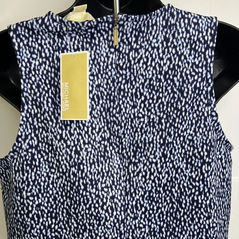 Michael Kors (MK)‎ Women's Printed Blue Tank Top Zipper Back Size Large~NWT